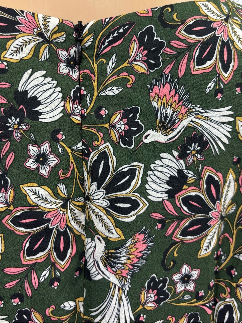 Laundry by Shelli Floral Olive Green Long Sleeve Shift Dress - Picture 7 of 10